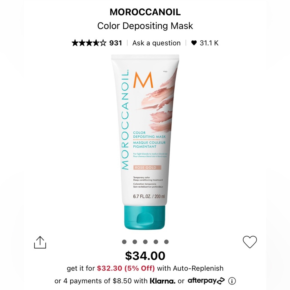 NEW Moroccanoil Colour Depositing Hair Mask In Hibiscus